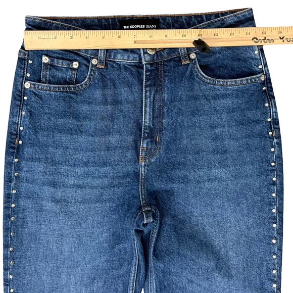 The Kooples Katy Blue Earth Dot Silver Studded Straight Leg Denim Jeans size 28 - Picture 6 of 12